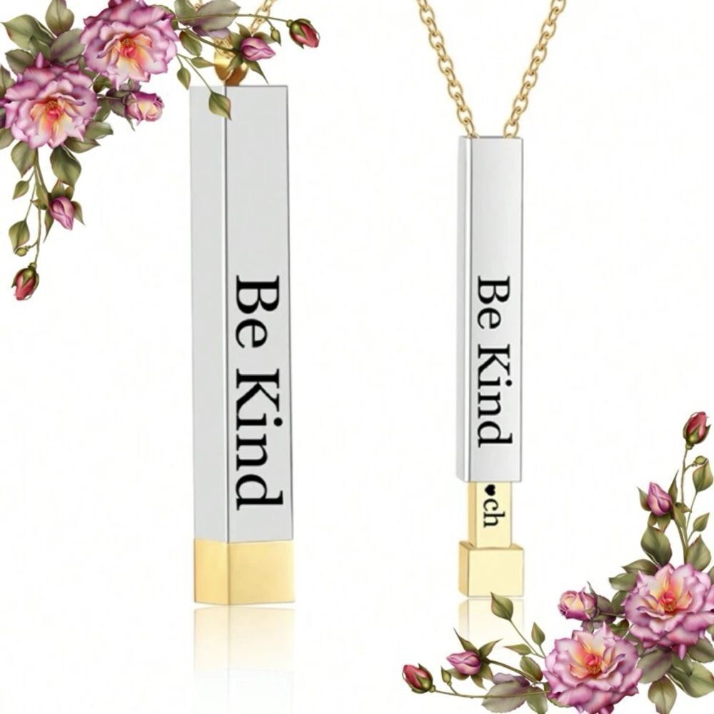 Stainless Steel Engraved 'Be‎ Kind...Of A B**ch' Nesting Doll Pendant Necklace